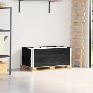 vidaXL, vidaXL Paletten-Aufsatzrahmen 2 Stk. Schwarz 100x50 cm Massivholz, vidaXL Paletten-Aufsatzrahmen 2 Stk. Schwarz 100x50 cm Massivholz