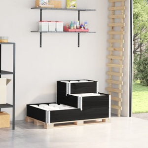 vidaXL, vidaXL Paletten-Aufsatzrahmen 3-fach Schwarz 120x80 cm Massivholz