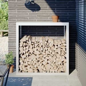 vidaXL, vidaXL Brennholzregal Weiß 100x40x100 cm Stahl, vidaXL Brennholzregal Weiß 100x40x100 cm Stahl