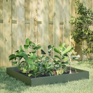 vidaXL, vidaXL Hochbeet Olivgrün 100x100x26 cm Stahl, vidaXL Hochbeet Olivgrün 100x100x26 cm Stahl