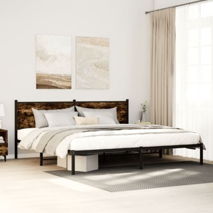 vidaXL, vidaXL Metallbett ohne Matratze Räuchereiche 200x200 cm, vidaXL Metallbett ohne Matratze Räuchereiche 200x200 cm