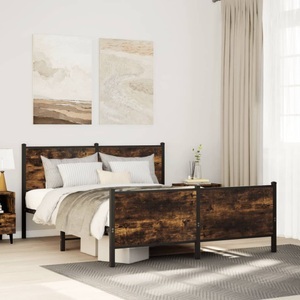 vidaXL, vidaXL Metallbett ohne Matratze Räuchereiche 150x200 cm, vidaXL Metallbett ohne Matratze Räuchereiche 150x200 cm