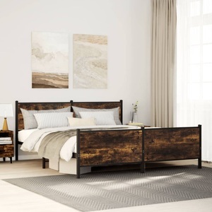 vidaXL, vidaXL Metallbett ohne Matratze Räuchereiche 180x200 cm, vidaXL Metallbett ohne Matratze Räuchereiche 180x200 cm