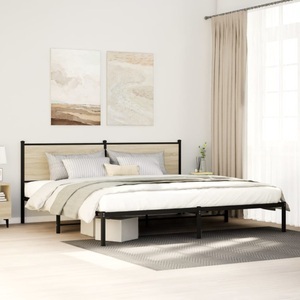 vidaXL, vidaXL Metallbett ohne Matratze Sonoma-Eiche 200x200 cm, vidaXL Metallbett ohne Matratze Sonoma-Eiche 200x200 cm