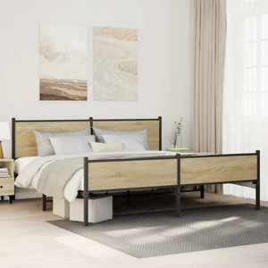 vidaXL, vidaXL Metallbett ohne Matratze Sonoma-Eiche 200x200 cm, vidaXL Metallbett ohne Matratze Sonoma-Eiche 200x200 cm