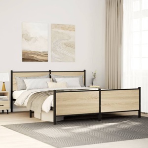 vidaXL, vidaXL Metallbett ohne Matratze Sonoma-Eiche 200x200 cm, vidaXL Metallbett ohne Matratze Sonoma-Eiche 200x200 cm