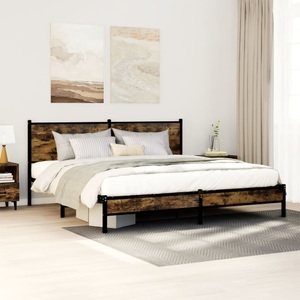 vidaXL, vidaXL Metallbett ohne Matratze Räuchereiche 183x213 cm, vidaXL Metallbett ohne Matratze Räuchereiche 183x213 cm
