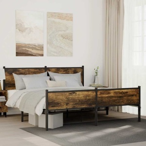 vidaXL, vidaXL Metallbett ohne Matratze Räuchereiche 180x200 cm, vidaXL Metallbett ohne Matratze Räuchereiche 180x200 cm