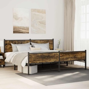 vidaXL, vidaXL Metallbett ohne Matratze Räuchereiche 193x203 cm