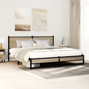 vidaXL, vidaXL Metallbett ohne Matratze Sonoma-Eiche 180x200 cm