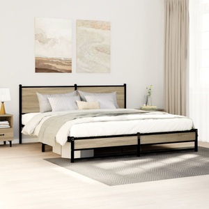 vidaXL, vidaXL Metallbett ohne Matratze Sonoma-Eiche 183x213 cm, vidaXL Metallbett ohne Matratze Sonoma-Eiche 183x213 cm