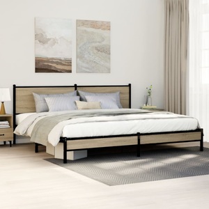 vidaXL, vidaXL Metallbett ohne Matratze Sonoma-Eiche 193x203 cm