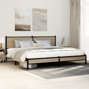 vidaXL, vidaXL Metallbett ohne Matratze Sonoma-Eiche 200x200 cm