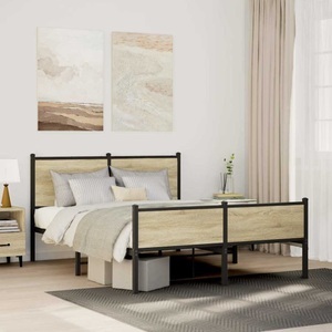 vidaXL, vidaXL Metallbett ohne Matratze Sonoma-Eiche 150x200 cm, vidaXL Metallbett ohne Matratze Sonoma-Eiche 150x200 cm