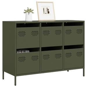 vidaXL, vidaXL Sideboard Olivgrün 101,5x39x73,5 cm Kaltgewalzter Stahl