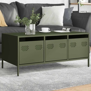 vidaXL, vidaXL Couchtisch Olivgrün 101,5x50x43,5 cm Kaltgewalzter Stahl, vidaXL Couchtisch Olivgrün 101,5x50x43,5 cm Kaltgewalzter Stahl
