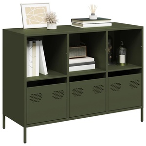 vidaXL, vidaXL Sideboard Olivgrün 101,5x39x73,5 cm Kaltgewalzter Stahl