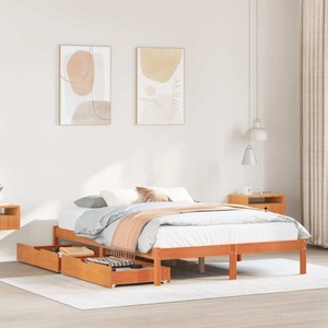 vidaXL, vidaXL Massivholzbett ohne Matratze Wachsbraun 160x200 Kiefernholz