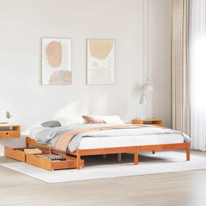 vidaXL, vidaXL Massivholzbett ohne Matratze Wachsbraun 200x200 Kiefernholz