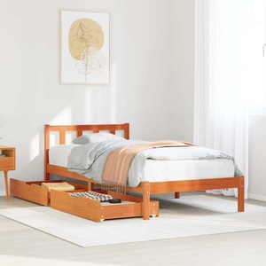 vidaXL, vidaXL Massivholzbett ohne Matratze Wachsbraun 100x200 Kiefernholz