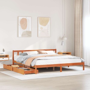 vidaXL, vidaXL Massivholzbett ohne Matratze Wachsbraun 200x200 Kiefernholz