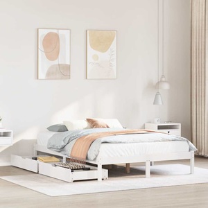 vidaXL, vidaXL Massivholzbett ohne Matratze Weiß 160x200 Kiefernholz