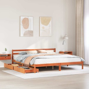 vidaXL, vidaXL Massivholzbett ohne Matratze Wachsbraun 200x200 Kiefernholz