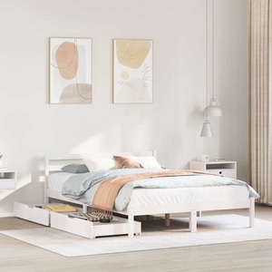 vidaXL, vidaXL Massivholzbett ohne Matratze Weiß 160x200 Kiefernholz