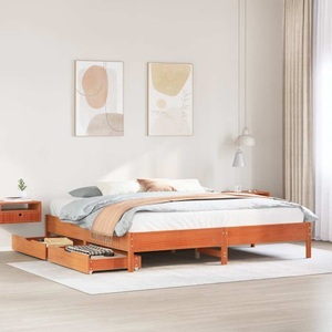 vidaXL, vidaXL Massivholzbett ohne Matratze Wachsbraun 200x200 Kiefernholz