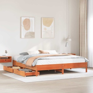 vidaXL, vidaXL Massivholzbett ohne Matratze Wachsbraun 180x200 Kiefernholz