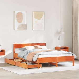 vidaXL, vidaXL Massivholzbett ohne Matratze Wachsbraun 120x200 cm Kiefernholz, vidaXL Massivholzbett ohne Matratze Wachsbraun 120x200 cm Kiefernholz