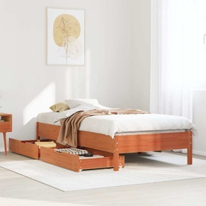 vidaXL, vidaXL Massivholzbett ohne Matratze Wachsbraun 100x200 Kiefernholz, vidaXL Massivholzbett ohne Matratze Wachsbraun 100x200 Kiefernholz