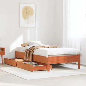 vidaXL, vidaXL Massivholzbett ohne Matratze Wachsbraun 90x200 Kiefernholz