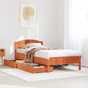 vidaXL, vidaXL Massivholzbett ohne Matratze Wachsbraun 100x200 Kiefernholz