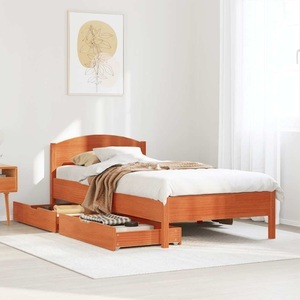 vidaXL, vidaXL Massivholzbett ohne Matratze Wachsbraun 90x200 Kiefernholz, vidaXL Massivholzbett ohne Matratze Wachsbraun 90x200 Kiefernholz