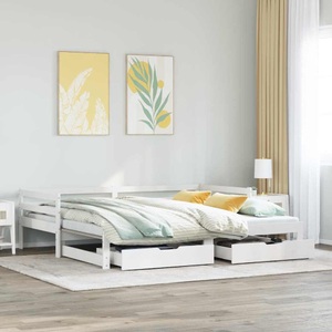vidaXL, vidaXL Tagesbett Ausziehbar mit Schubladen Weiß 90x190 cm Kiefernholz