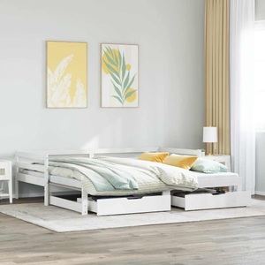 vidaXL, vidaXL Tagesbett Ausziehbar mit Schubladen Weiß 90x190 cm Kiefernholz