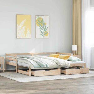vidaXL, vidaXL Tagesbett Ausziehbar mit Schubladen 90x200 cm Massivholz Kiefer
