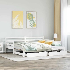 vidaXL, vidaXL Tagesbett Ausziehbar mit Schubladen Weiß 90x190 cm Kiefernholz