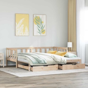 vidaXL, vidaXL Tagesbett Ausziehbar mit Schubladen 90x200 cm Massivholz Kiefer