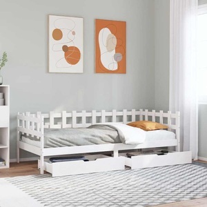 vidaXL, vidaXL Tagesbett mit Schubladen Weiß 90x190 cm Kiefernholz, vidaXL Tagesbett mit Schubladen Weiß 90x190 cm Kiefernholz