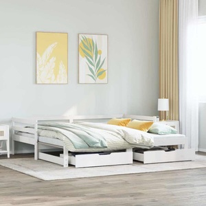 vidaXL, vidaXL Tagesbett Ausziehbar mit Schubladen Weiß 90x190 cm Kiefernholz