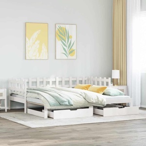 vidaXL, vidaXL Tagesbett Ausziehbar mit Schubladen Weiß 90x190 cm Kiefernholz