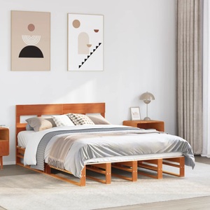 vidaXL, vidaXL Massivholzbett ohne Matratze Wachsbraun 160x200 Kiefernholz, vidaXL Massivholzbett ohne Matratze Wachsbraun 160x200 Kiefernholz