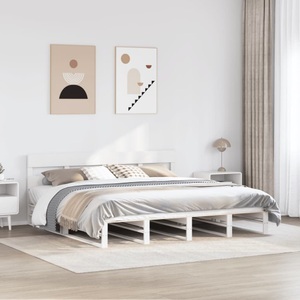 vidaXL, vidaXL Massivholzbett ohne Matratze Weiß 200x200 cm Kiefernholz