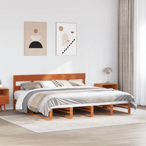 vidaXL, vidaXL Massivholzbett ohne Matratze Wachsbraun 200x200 Kiefernholz