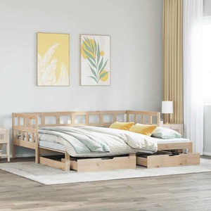 vidaXL, vidaXL Tagesbett Ausziehbar mit Schubladen 90x190 cm Massivholz Kiefer