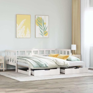 vidaXL, vidaXL Tagesbett Ausziehbar mit Schubladen Weiß 90x190 cm Kiefernholz