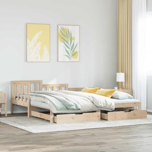 vidaXL, vidaXL Tagesbett Ausziehbar mit Schubladen 90x200 cm Massivholz Kiefer