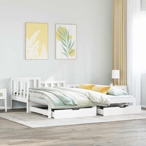 vidaXL, vidaXL Tagesbett Ausziehbar mit Schubladen Weiß 90x190 cm Kiefernholz